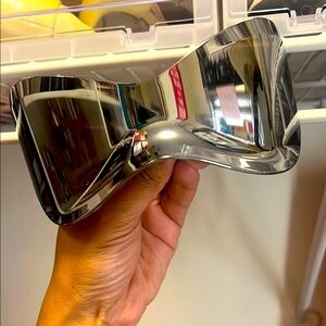 Zenon vibes Futuristic Sleek Silver oversized fashion sunglasses